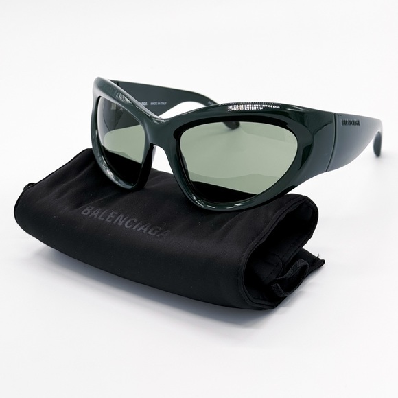 NEW OVERSIZED BALENCIAGA SUNGLASSES, GREEN BALENCIAGA EYEWEAR BB0228S - Picture 2 of 14